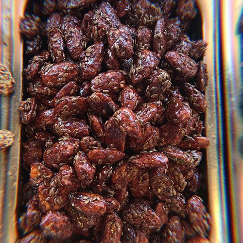 Amandes caramélisées aux graines de lin